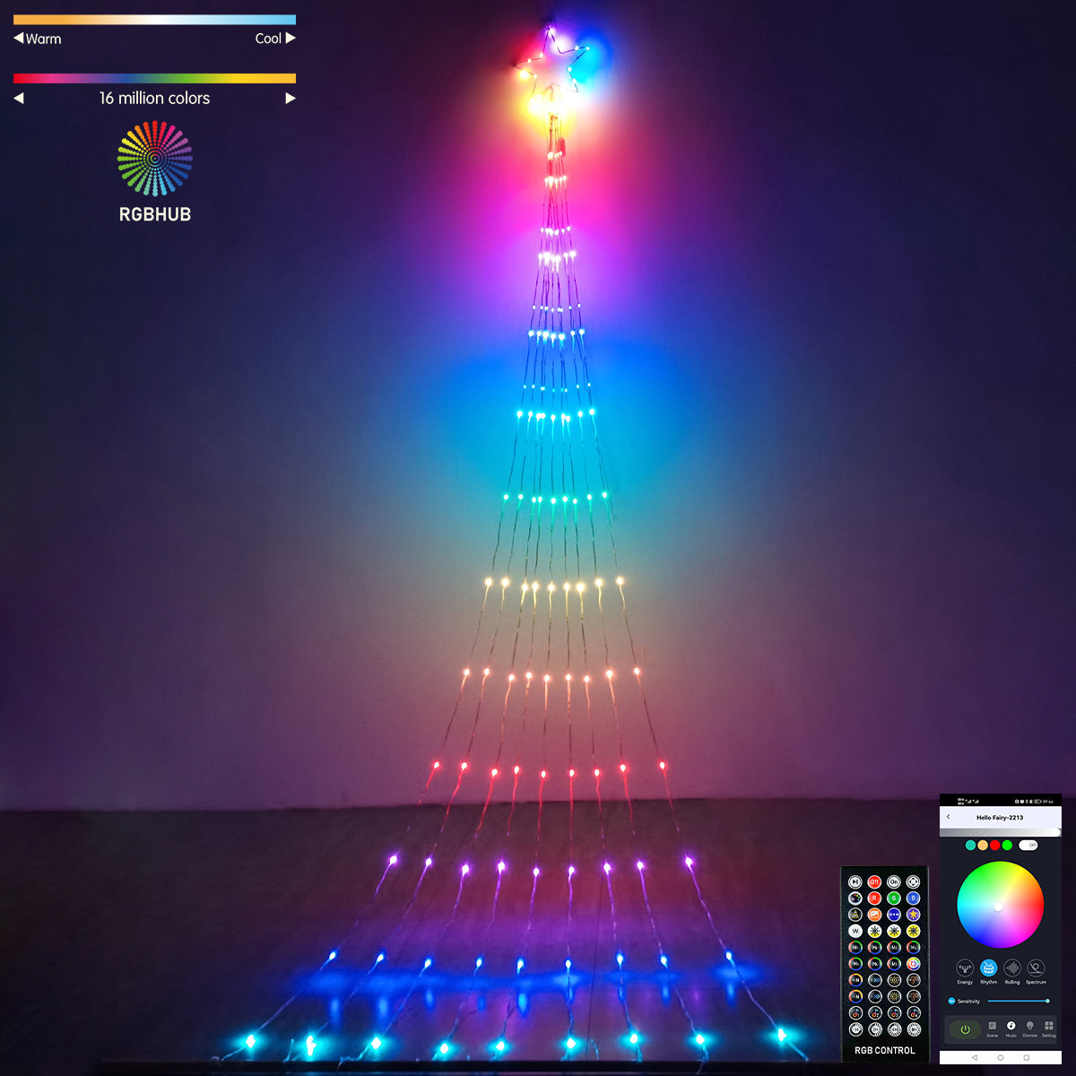 Christmas Waterfall Lights App Control Programmable Digital Pixel RGB LED Lights String